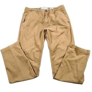 Fat Face Modern Coastal Chino Pants Men's 34L Khaki Canvas Flat Front Straight